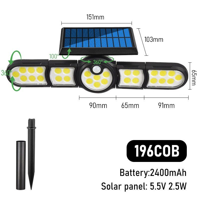 Five Heads LED Outdoor Solar Lamp-LED Solar Fairy Lights