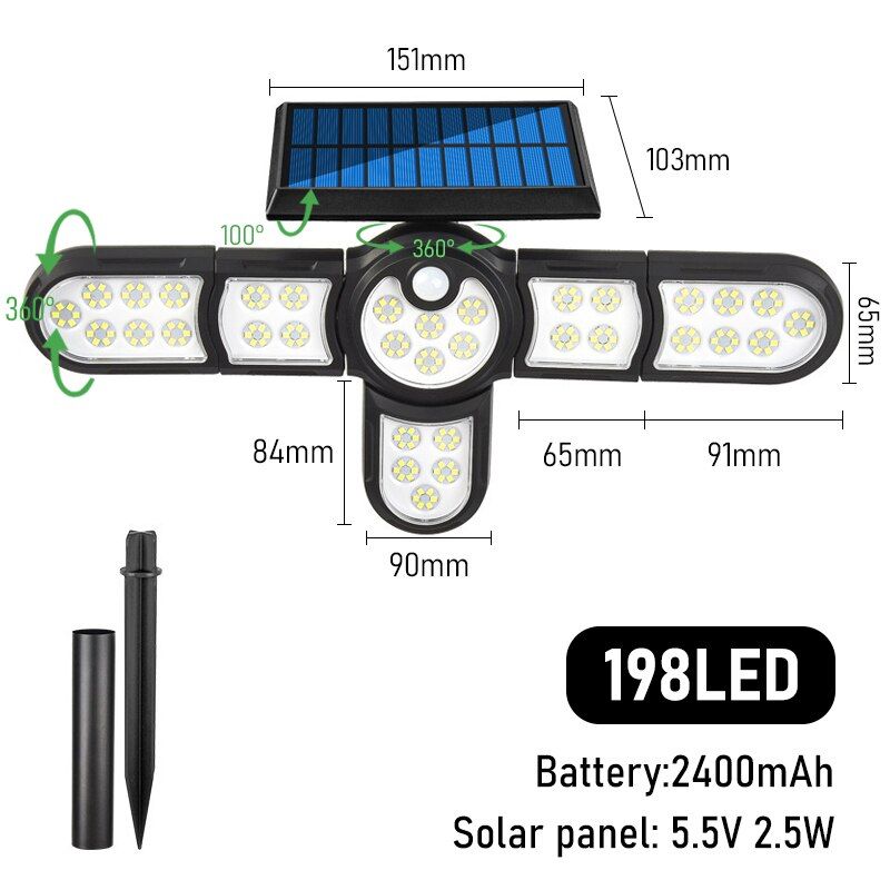 Six Heads LED Outdoor Solar Lamp-LED Solar Fairy Lights