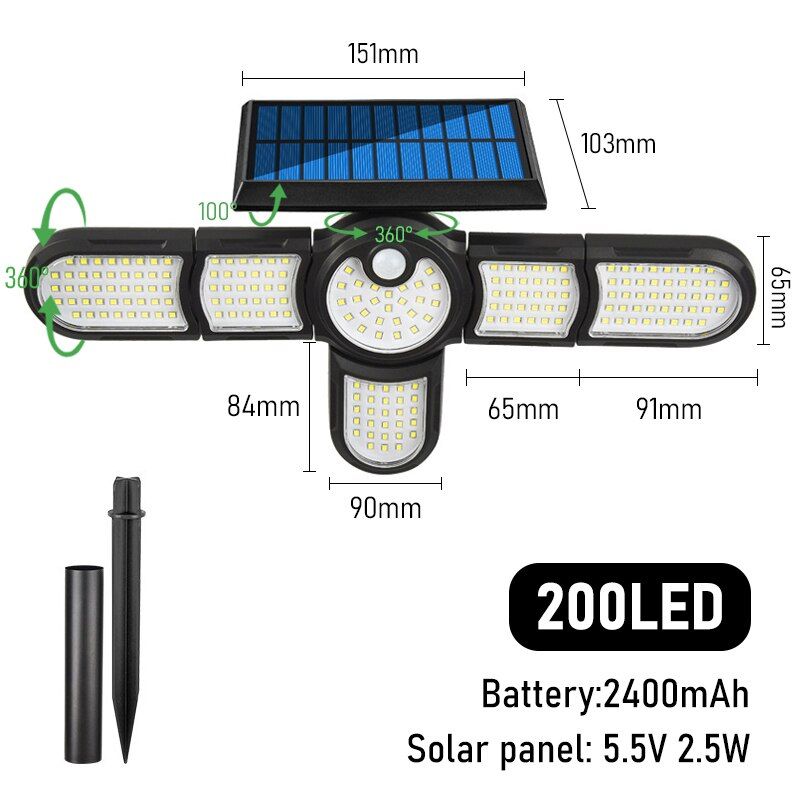 Six Heads LED Outdoor Solar Lamp-LED Solar Fairy Lights