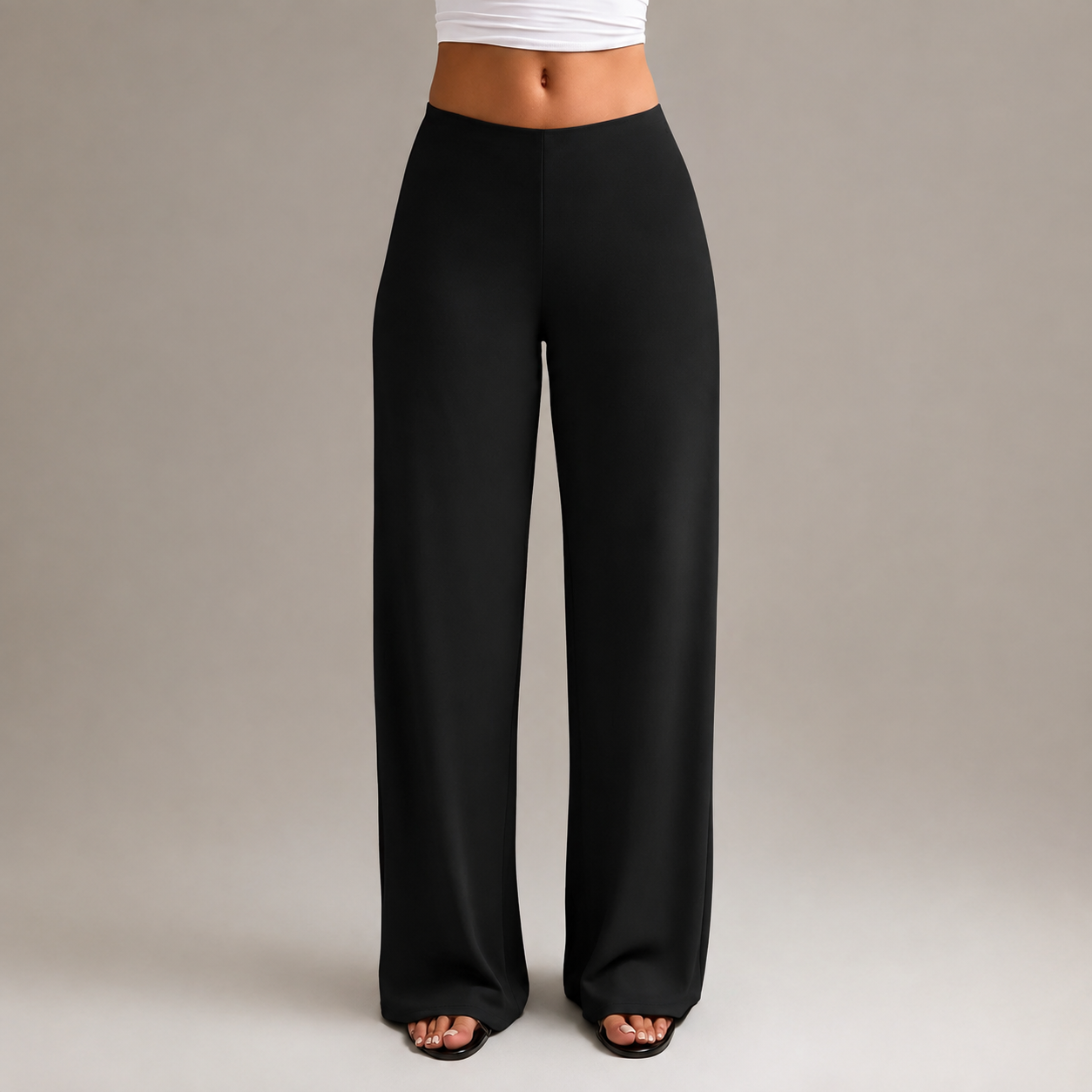 High Rise Stretch Straight Cut Pants For Casual Office Wear For Women