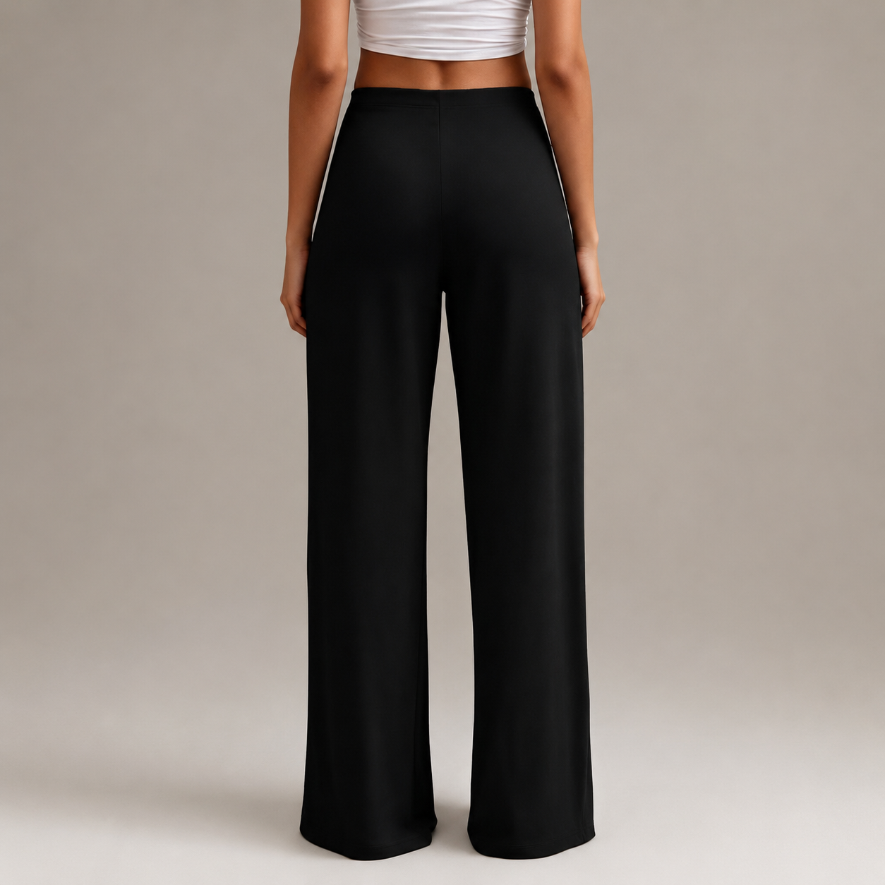 High Rise Stretch Straight Cut Pants For Casual Office Wear For Women