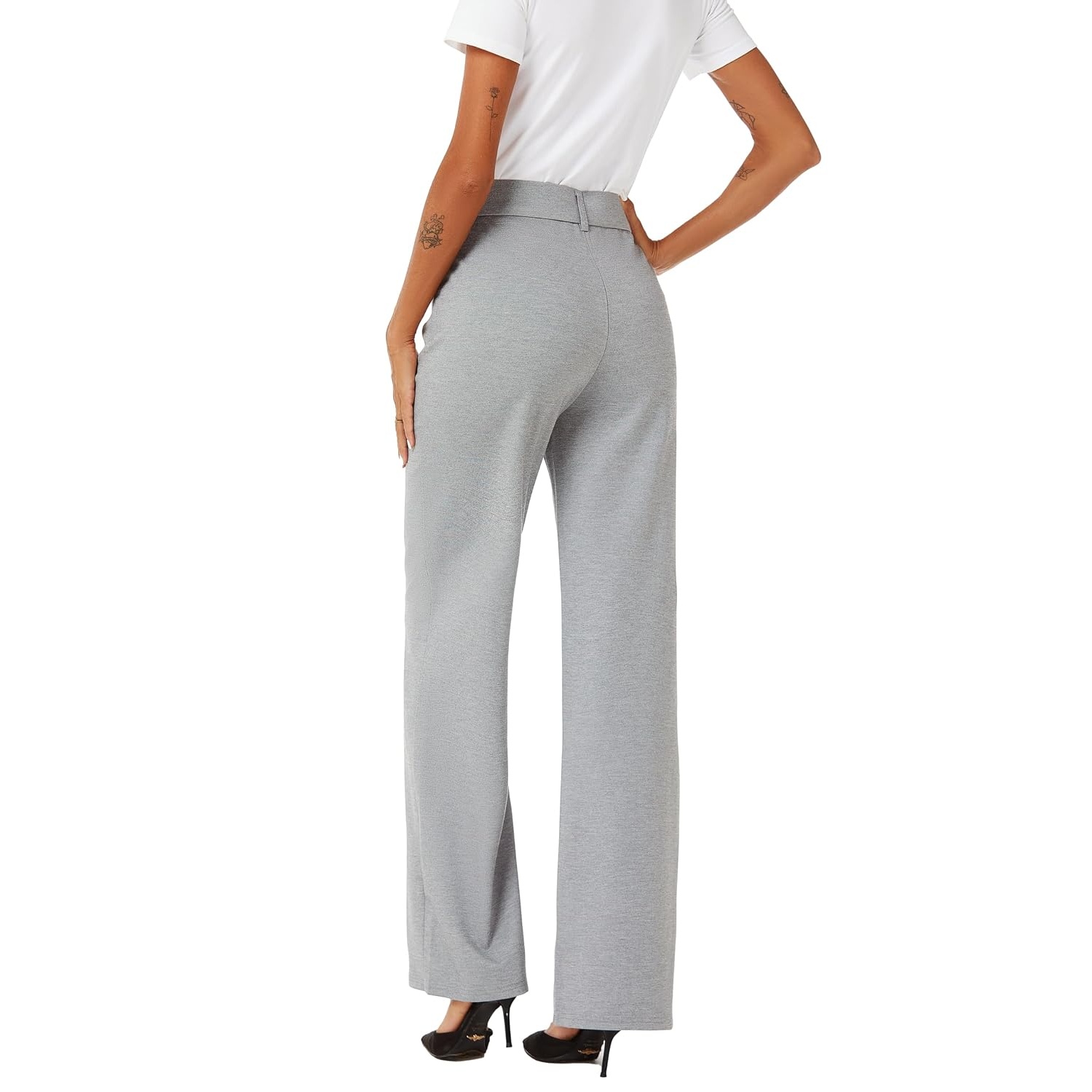 Casual Straight High Trousers With Pockets For Women