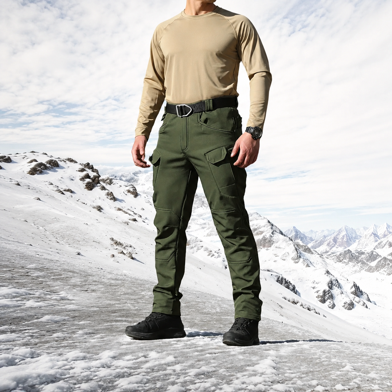 Mid Rise Winter Lined Casual Outdoor Pants For Men