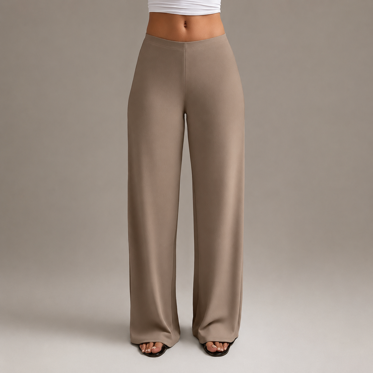 High Rise Stretch Straight Cut Pants For Casual Office Wear For Women
