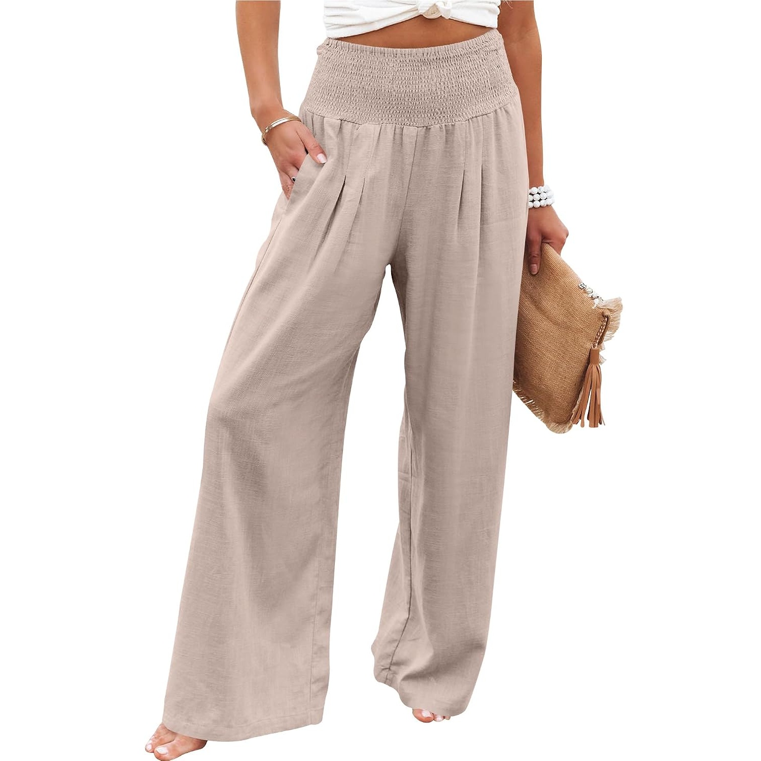 Casual Lounge Wide Loose Boho Linen Fit Pants For Women