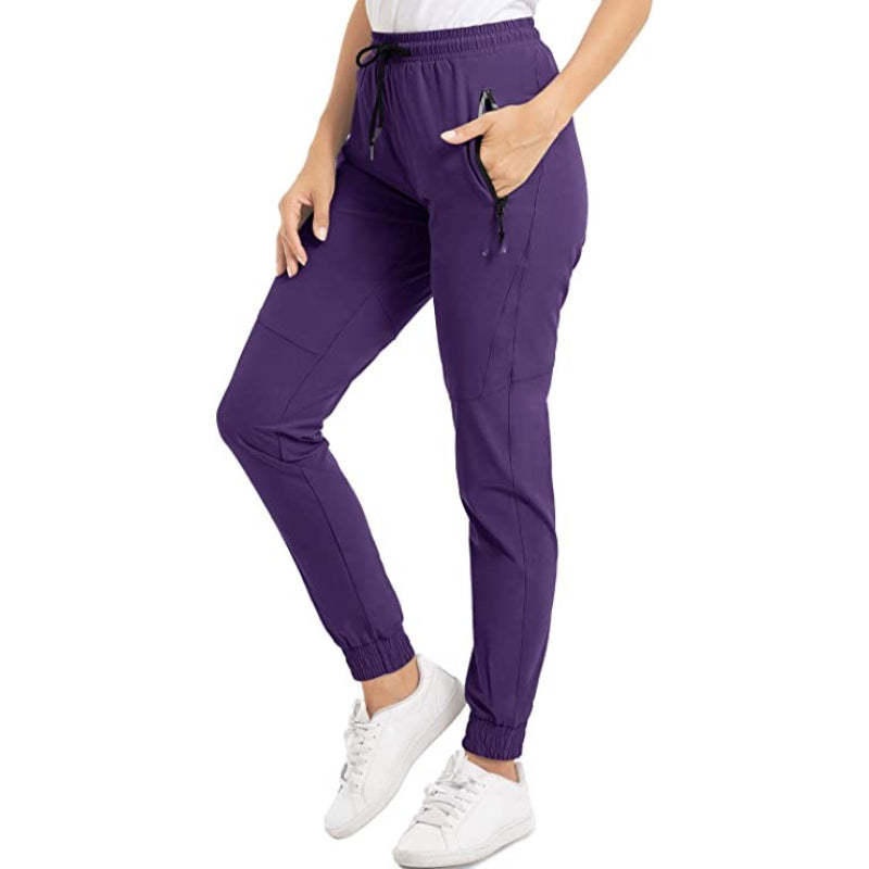 Hiking Pants Lightweight Quick Dry Stretch Elastic Waist Water Resistant Golf Travel Pants with Zip Pockets For Women-Legletic