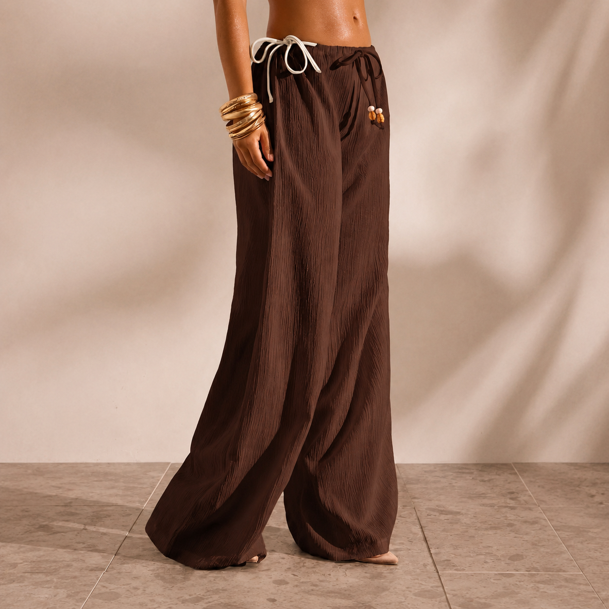 Solid Cover Up Pants With Tie For Women