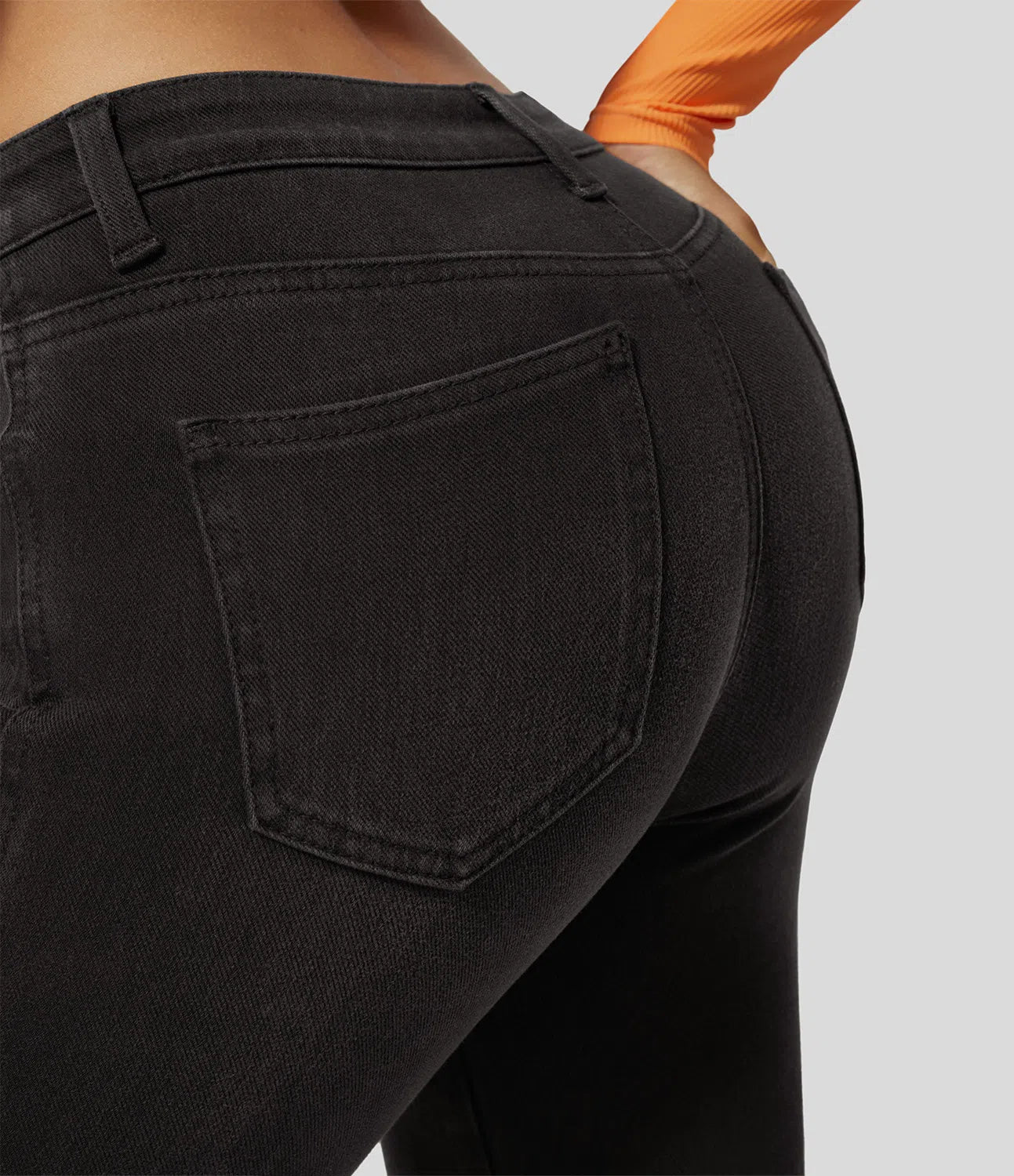 Mid Rise Button Zipper Multiple Pockets Stretchy Knit Casual Skinny Jeans-Legletic