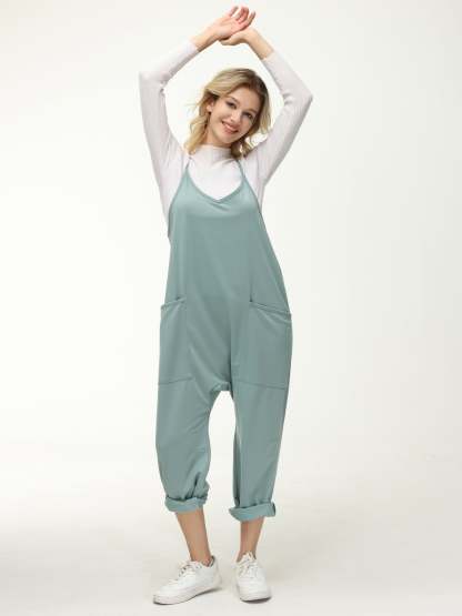 Women's Casual Wide Leg Comfy Jumpsuit-Legletic
