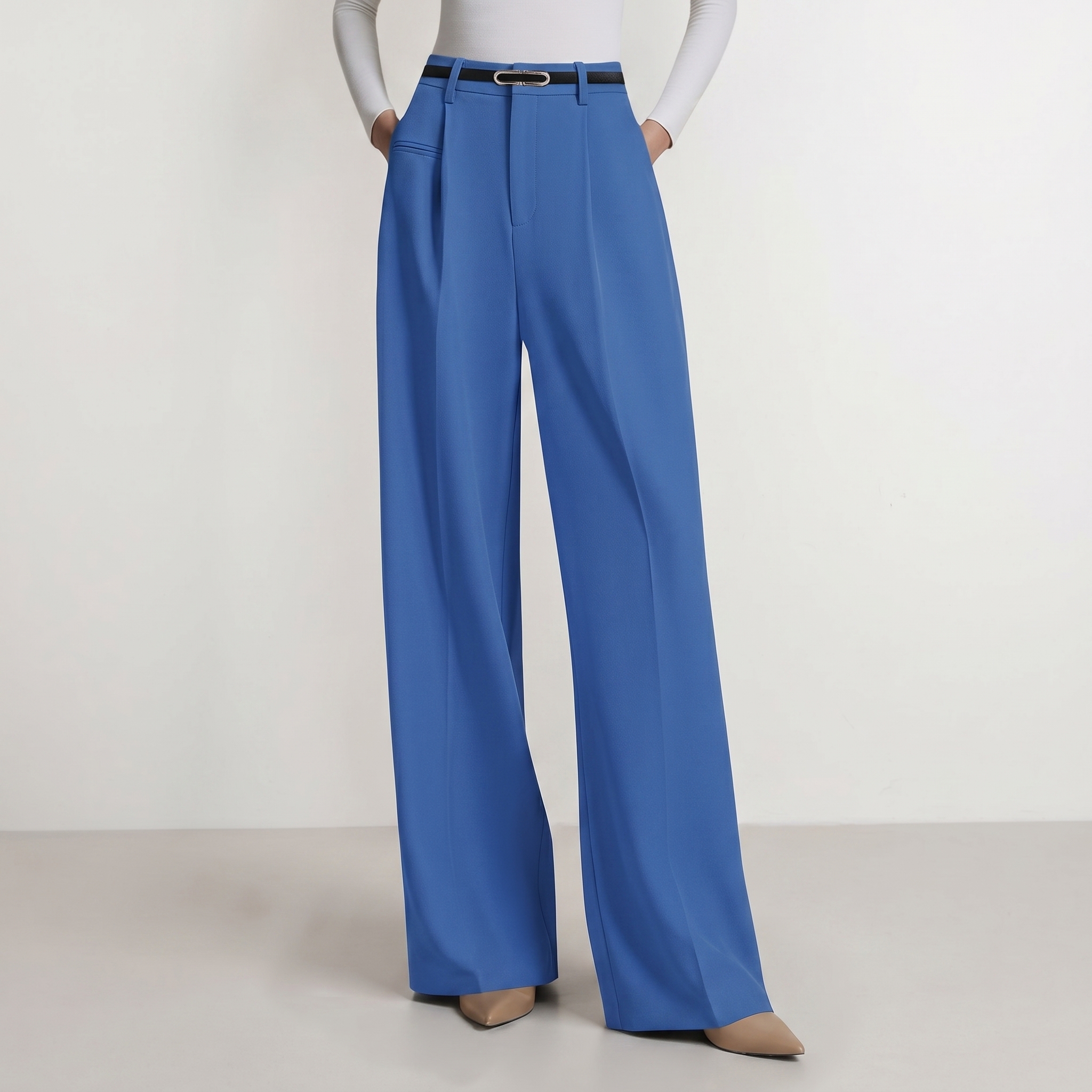 Wide And Flowy Business Casual Work Palazzo Trousers For Women