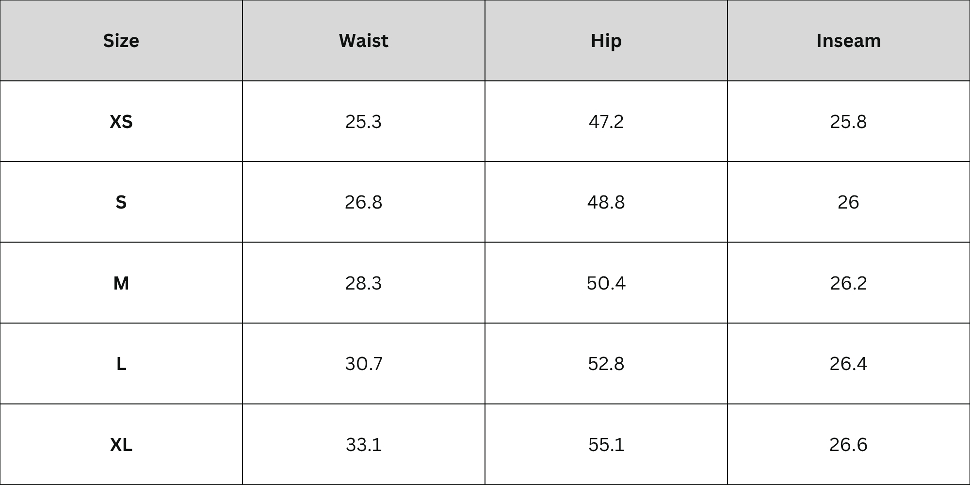 Size Chart