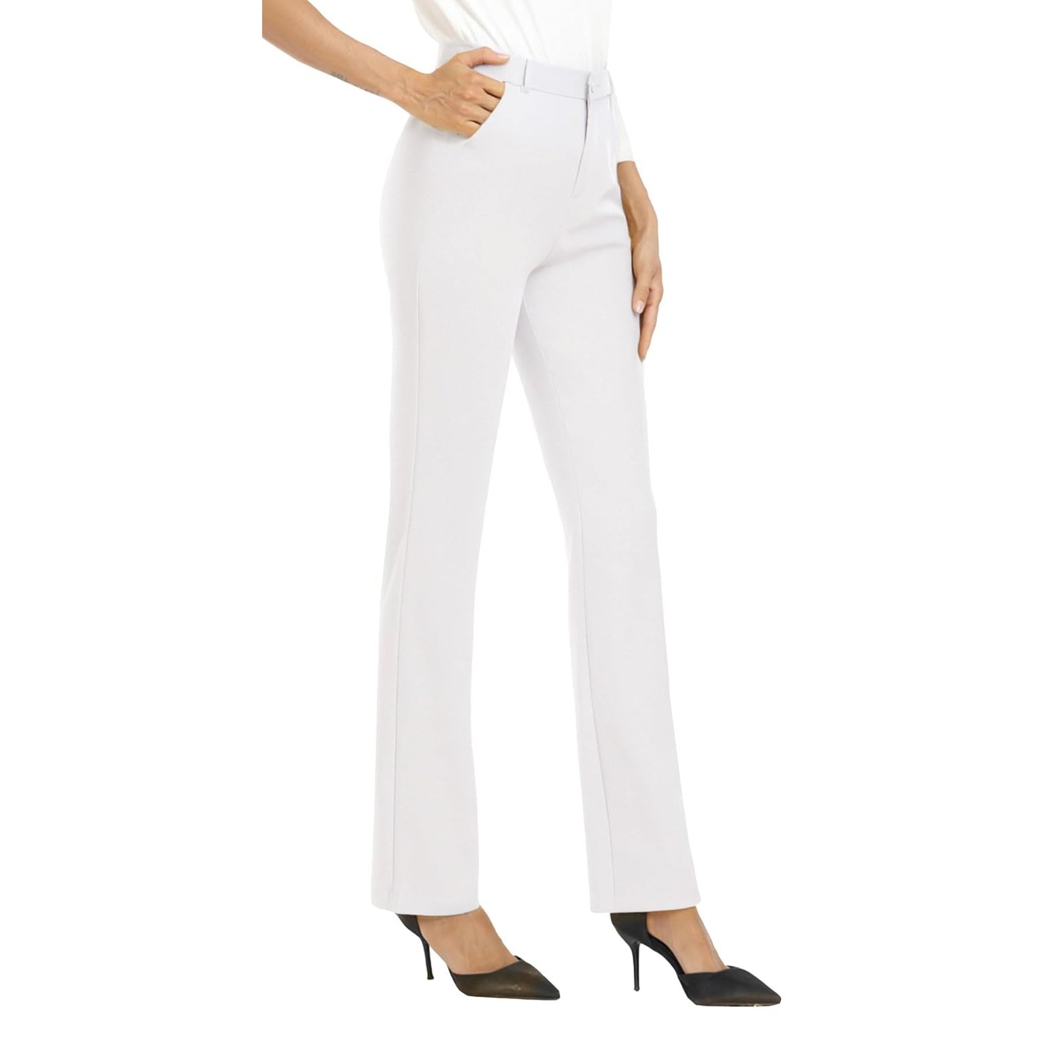 Stretchable Straight Solid Casual Pants