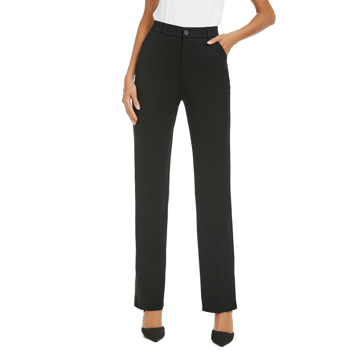 Stretchable Straight Solid Casual Pants