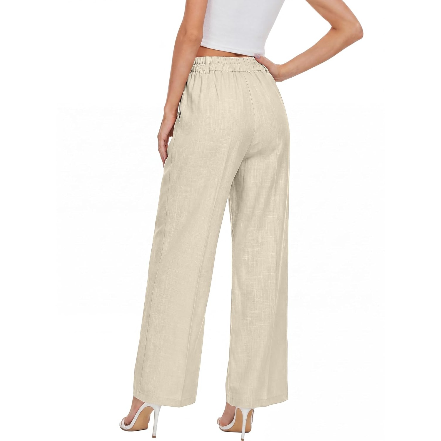 Stretchy Loose Casual Pants With Elastic Waistband For Women