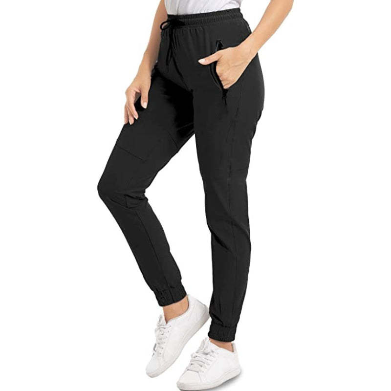 Hiking Pants Lightweight Quick Dry Stretch Elastic Waist Water Resistant Golf Travel Pants with Zip Pockets For Women-Legletic