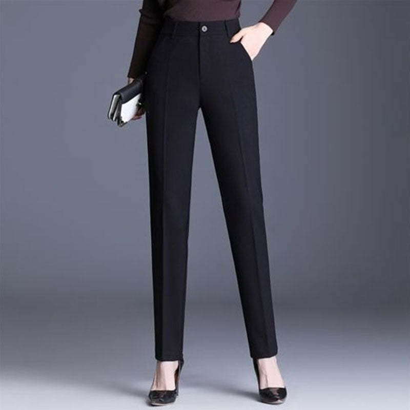 Casual Straight Fit High Waist Female Pants-Legletic