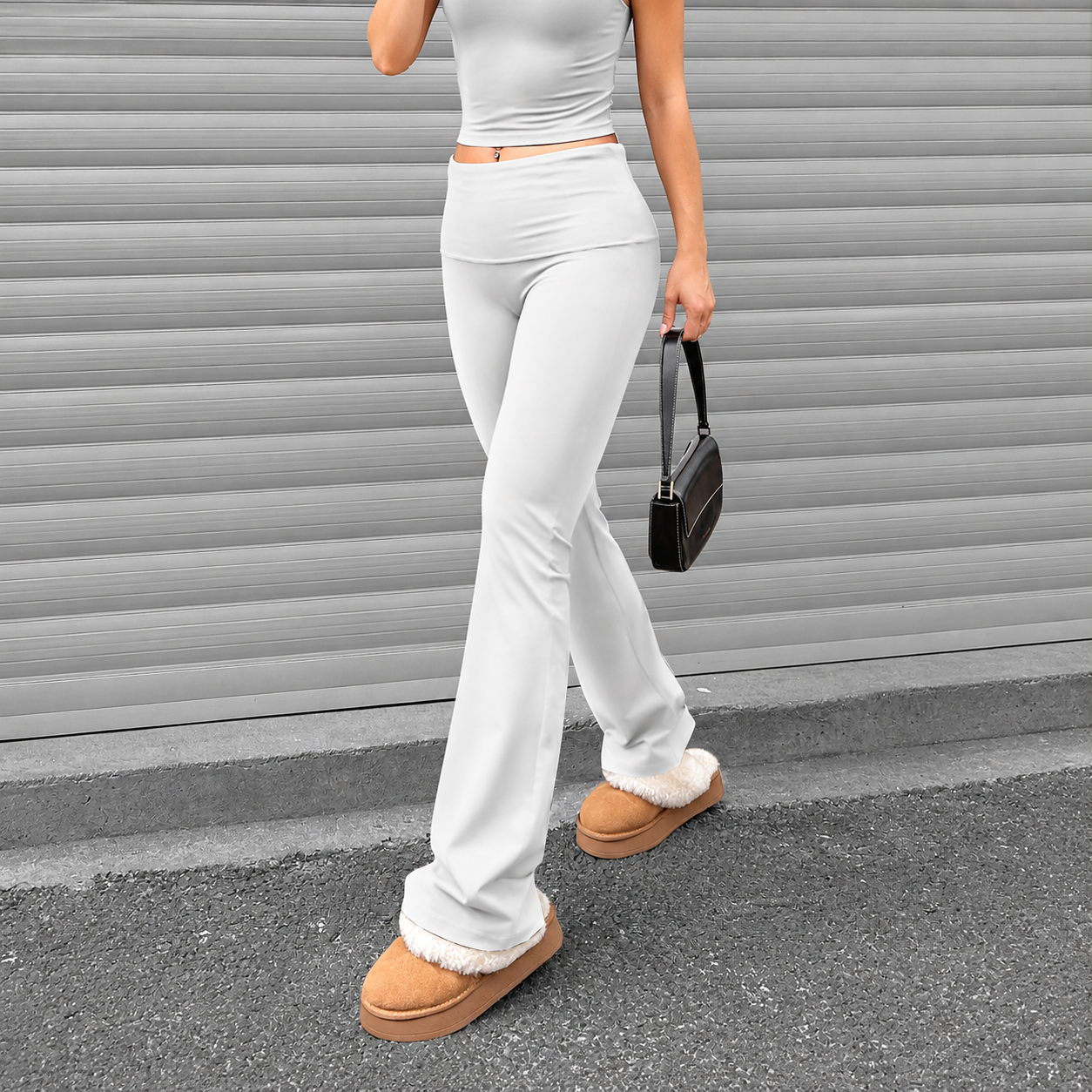 Two Piece High Rise Bootcut Workout Yoga Pants For Women