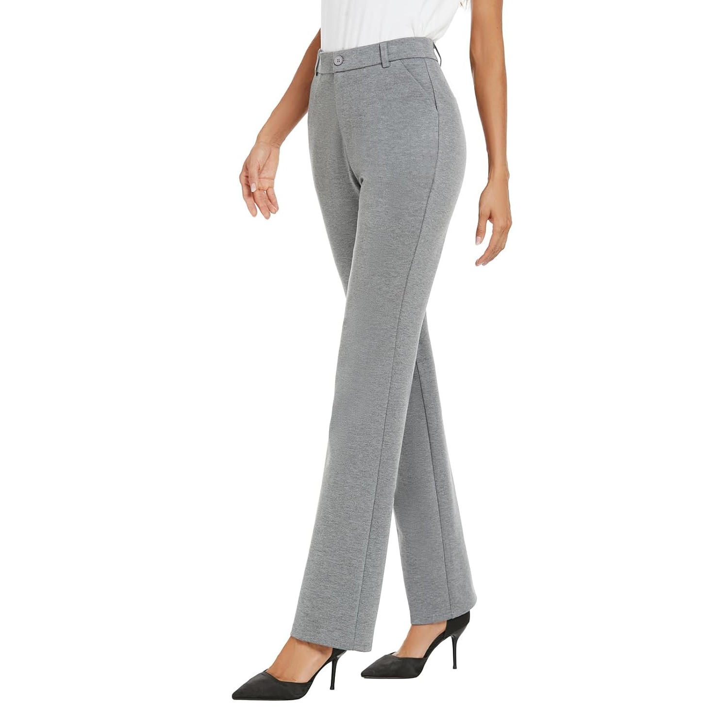 Stretchable Straight Solid Casual Pants