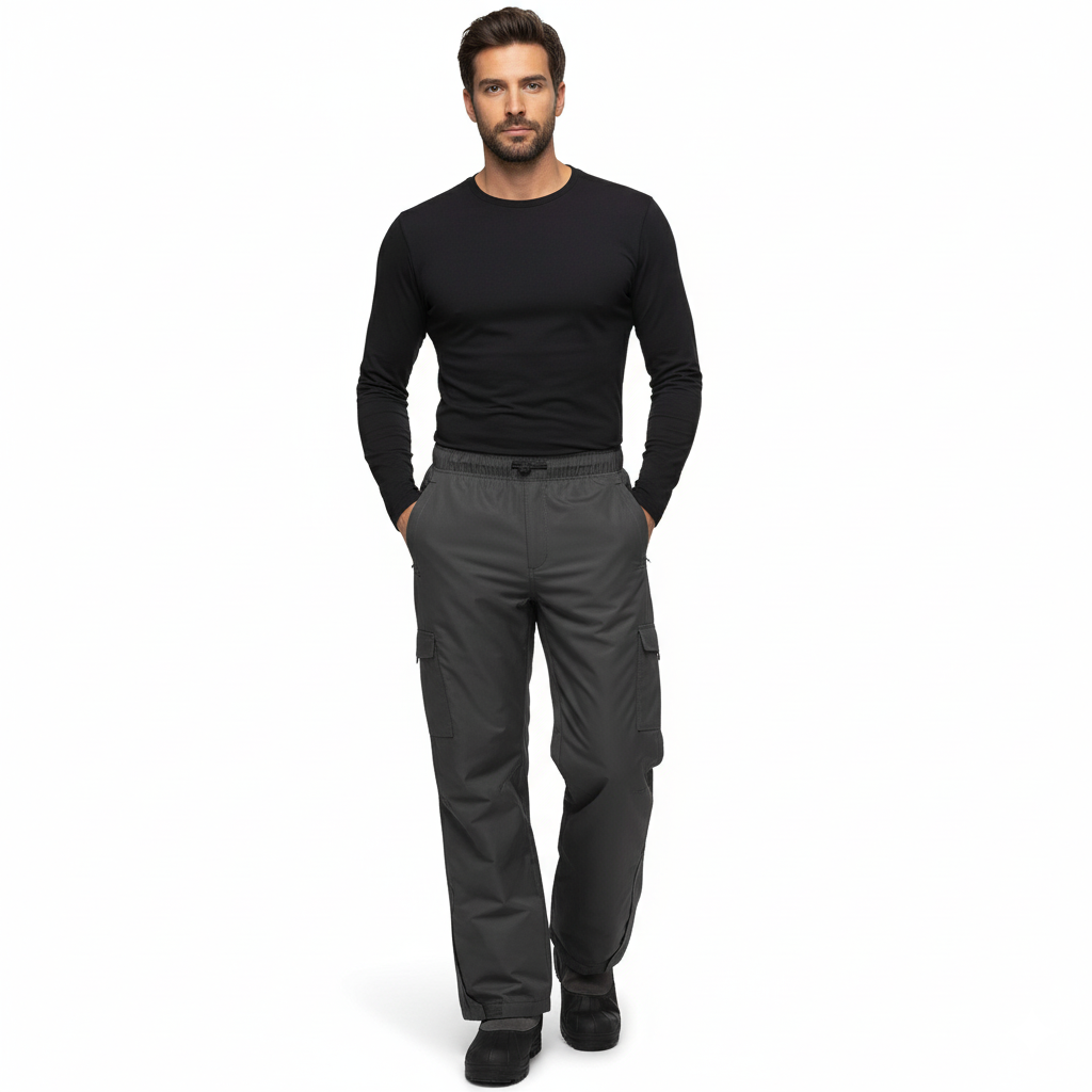 Fleece Lined Cargo Snow Pants For Men