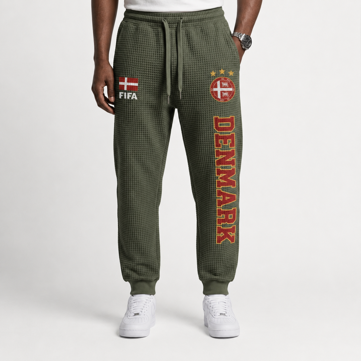 FIFA 2026 Denmark Printed Waffle Football Fan Pants
