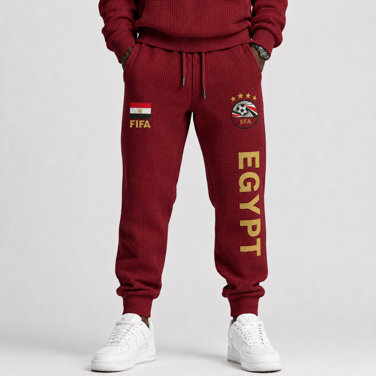 FIFA 2026 Egypt Printed Waffle Football Fan Pants