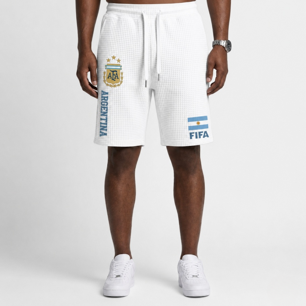 FIFA 2026 Argentina Printed Waffle Football Fan Shorts