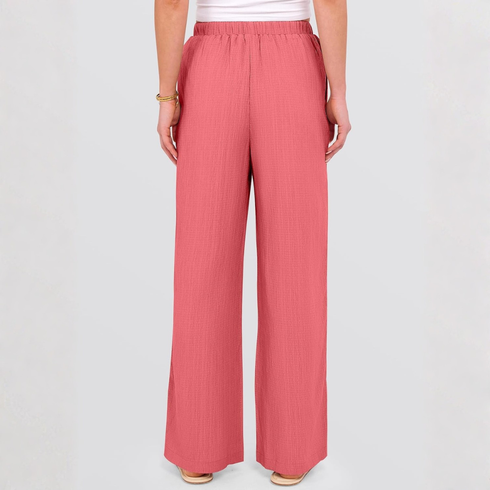 Casual Flowy Drawstring Palazzo Pants With Pockets