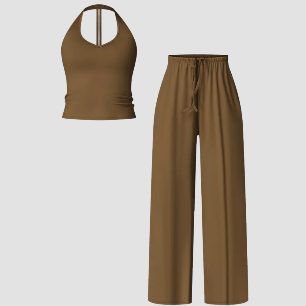Womens Quick Dry Tank High Waisted Bell Bottom Set