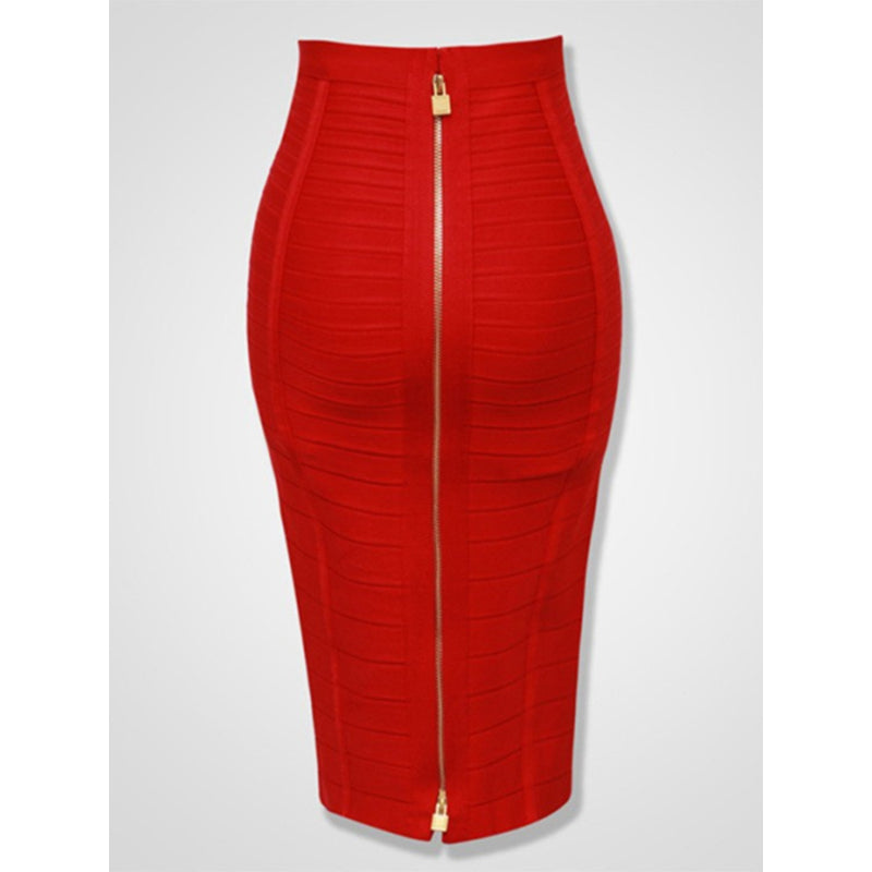 Solid Colors Zipper Bandage Women Skirts-Legletic