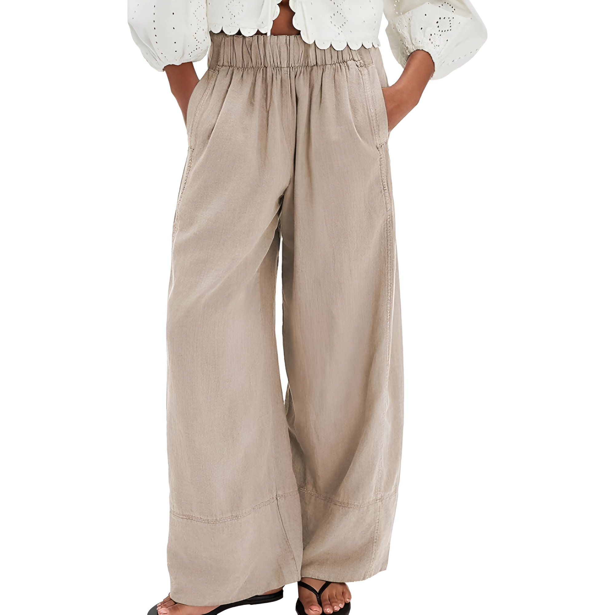  Pants for Women Cotton Baggy Boho Casual Palazzo Pants Wide Leg 