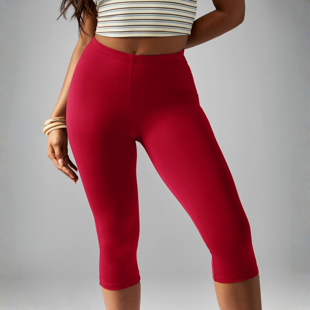 High Rise Compression Capri Workout Leggings For Women
