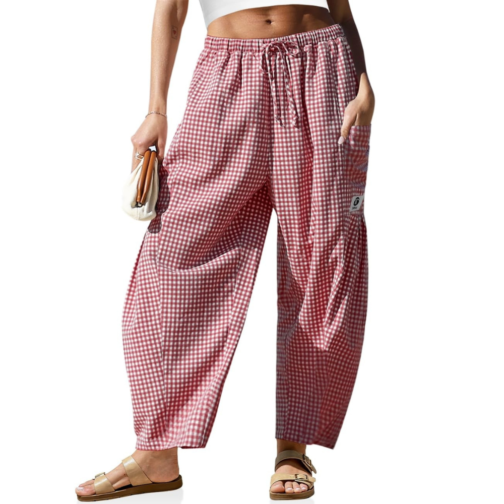 Striped Drawstring Palazzo Pants With Pockets