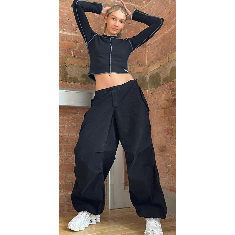 Women's Straight Oversized Baggy Cargo Pants With Pockets-Legletic