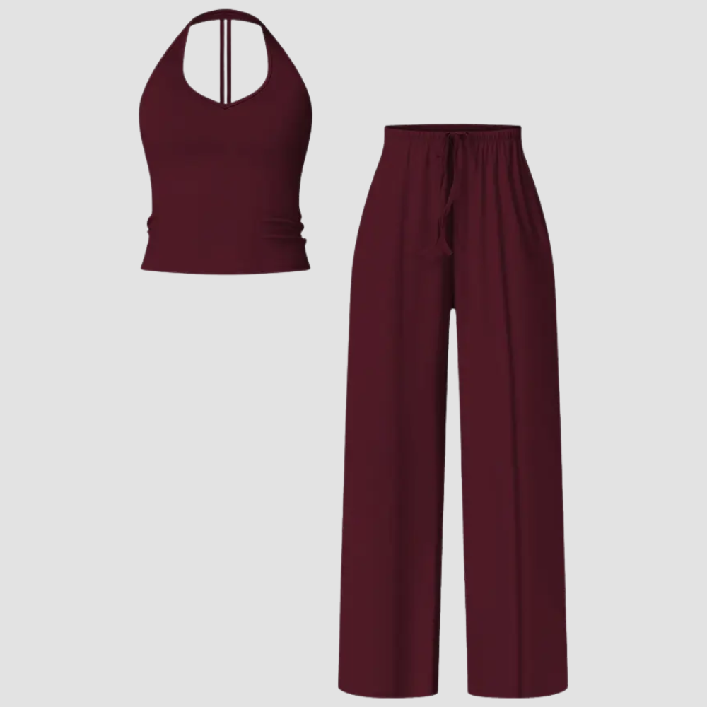 Womens Quick Dry Tank High Waisted Bell Bottom Set