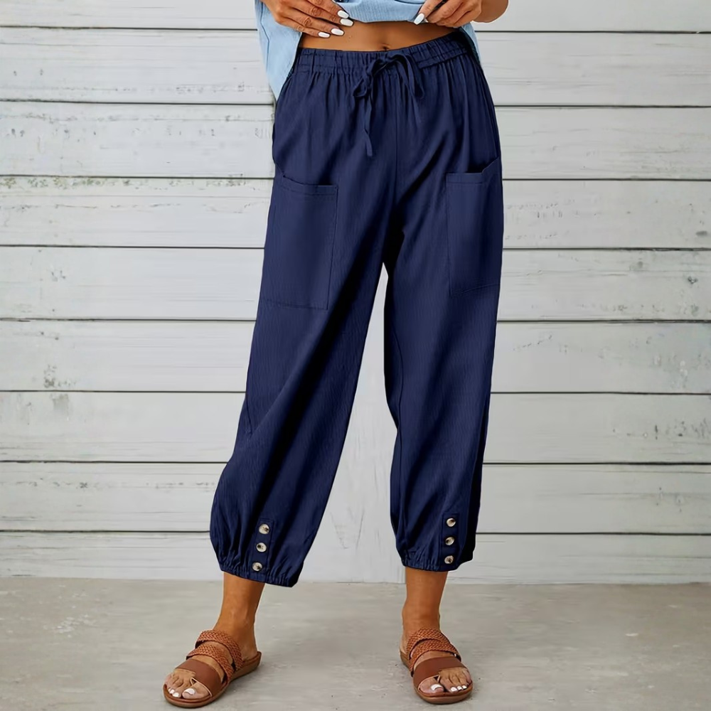 Casual Loose Drawstring Capri Pants For Women