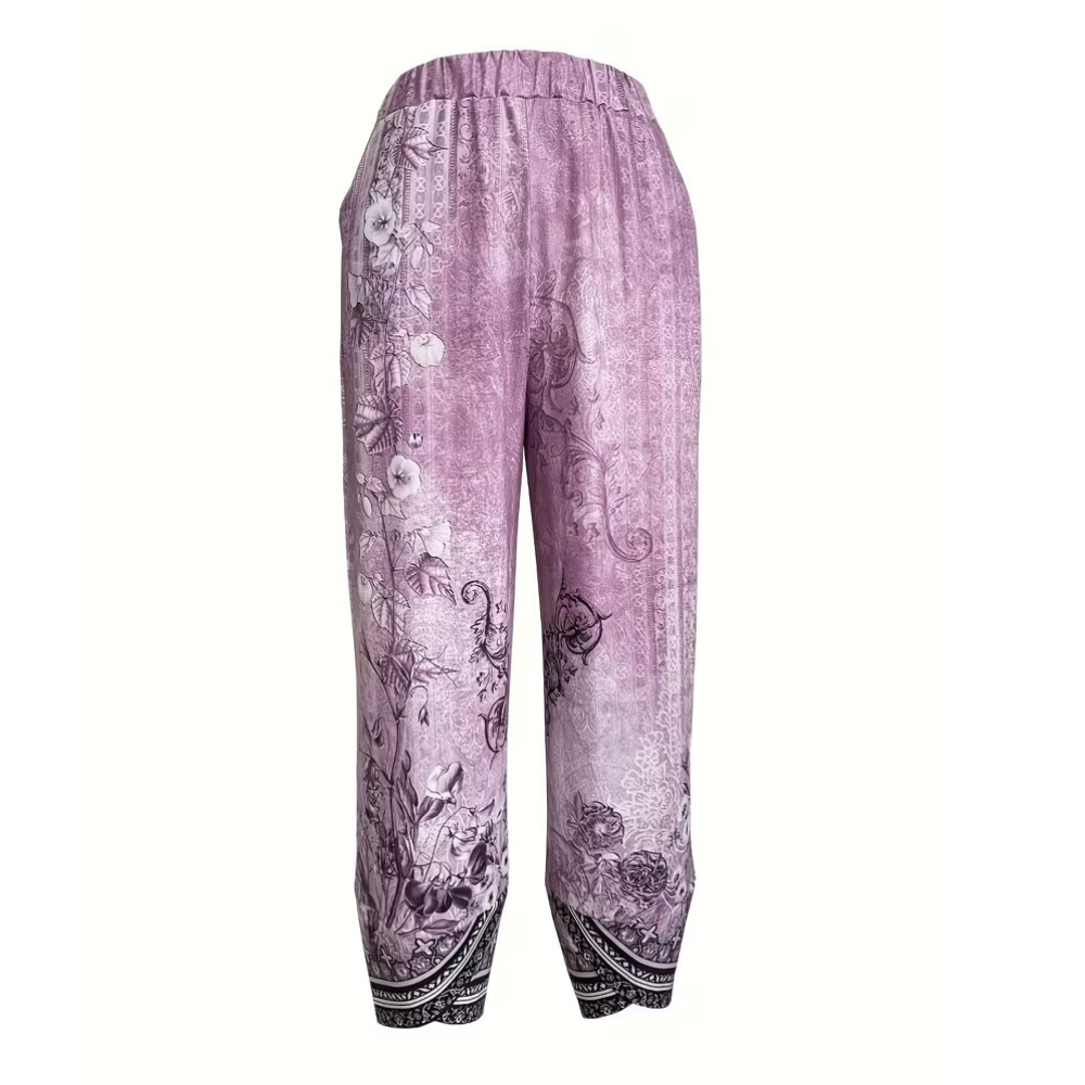 Vintage Themed Floral Capri Pants For Women