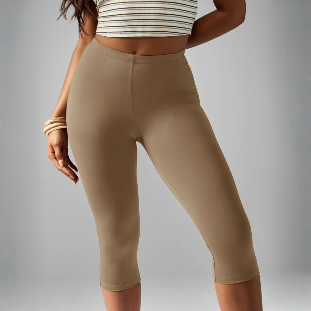 High Rise Compression Capri Workout Leggings For Women