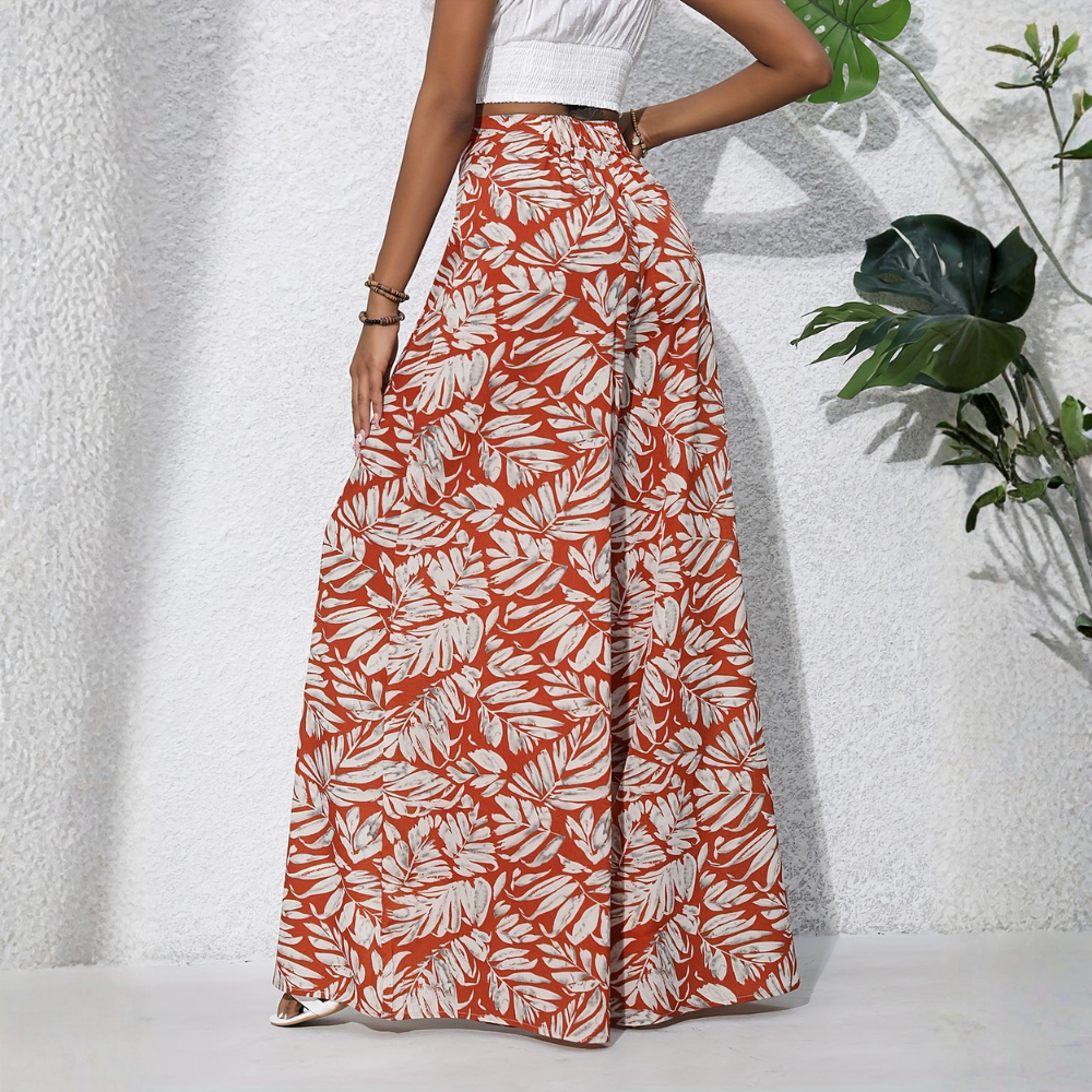 Bohemian Style Wide Vacation Themed Pants For Women