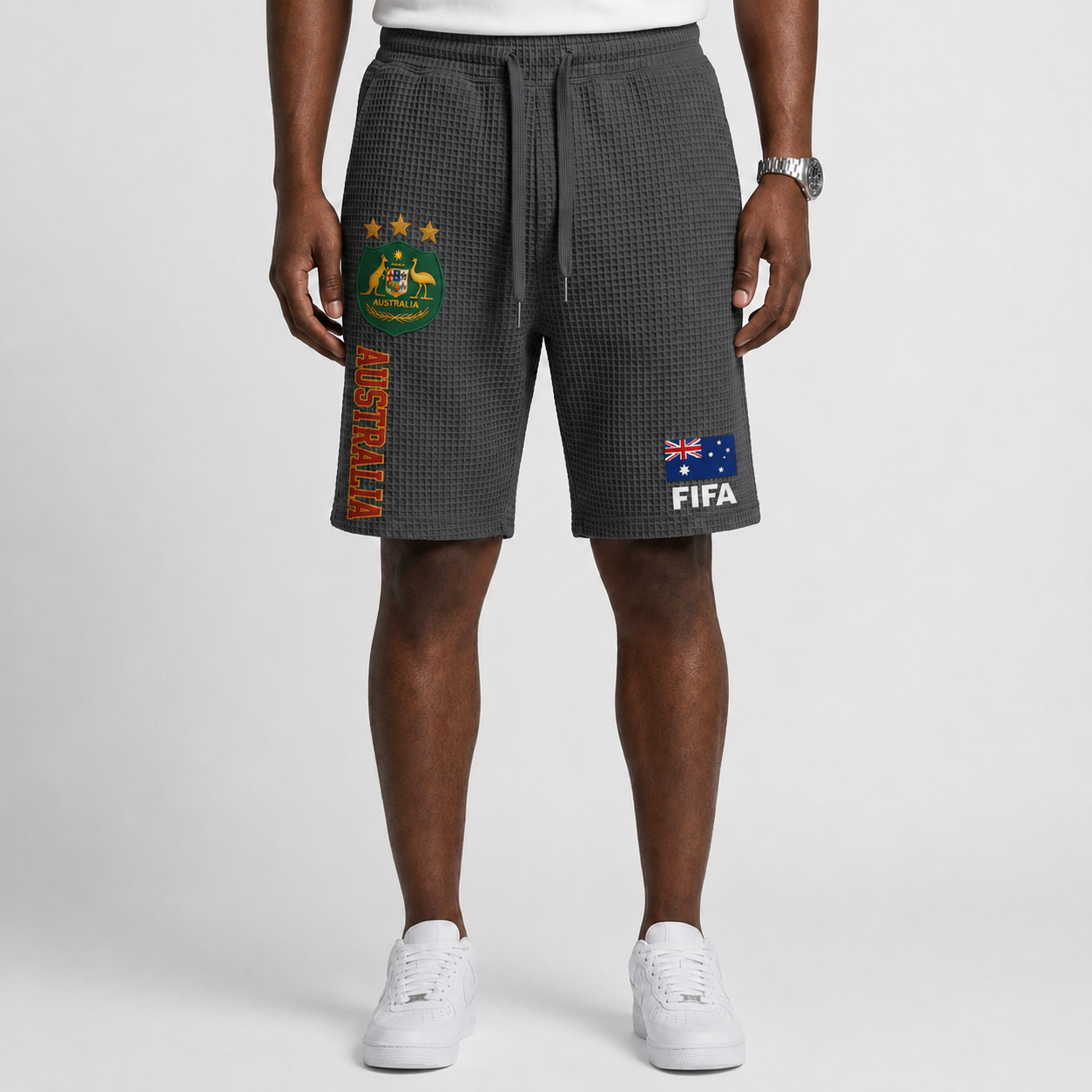 FIFA 2026 Australia Printed Waffle Football Fan Shorts