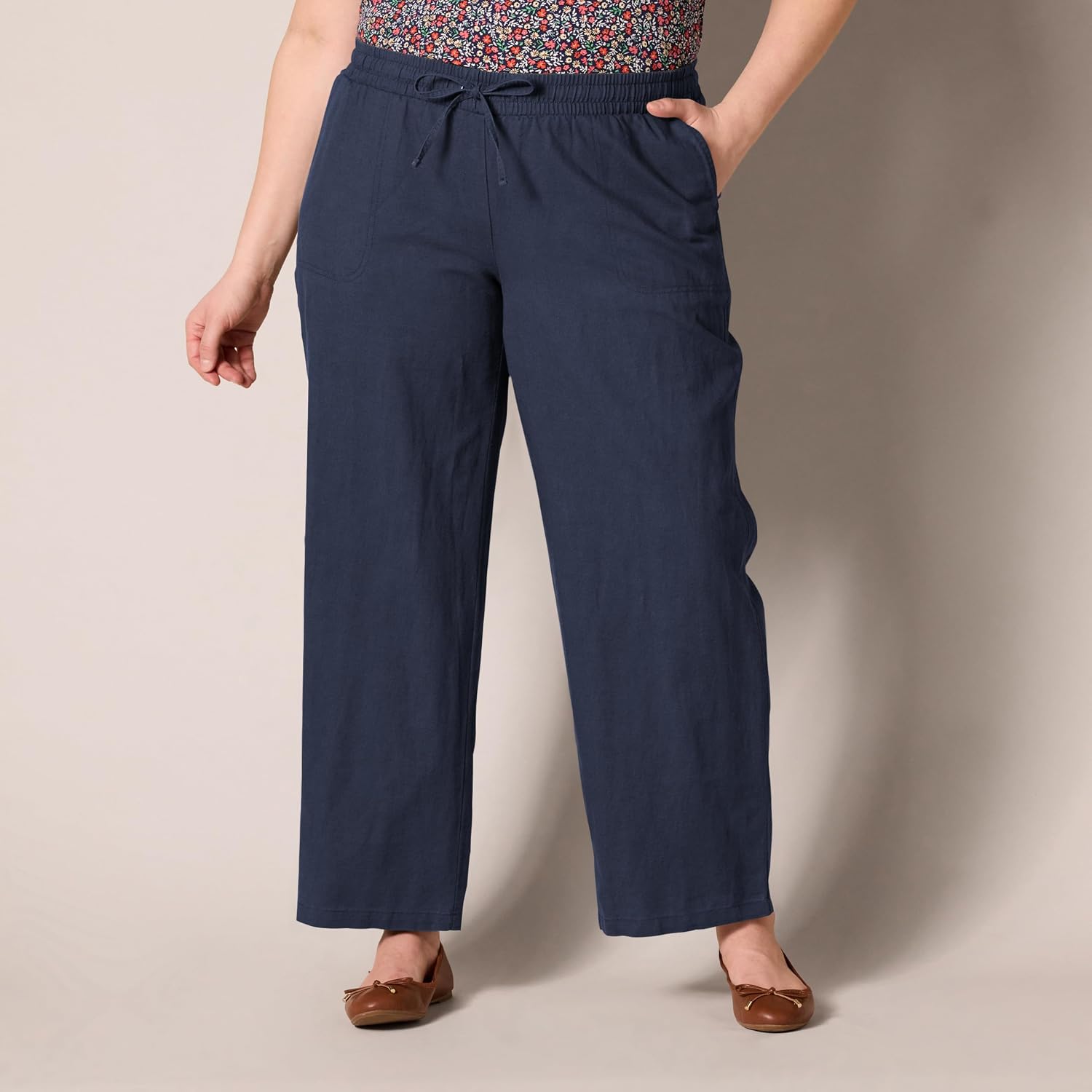 Casual Loose Fit Wide Length Pants With Drawstring For Women