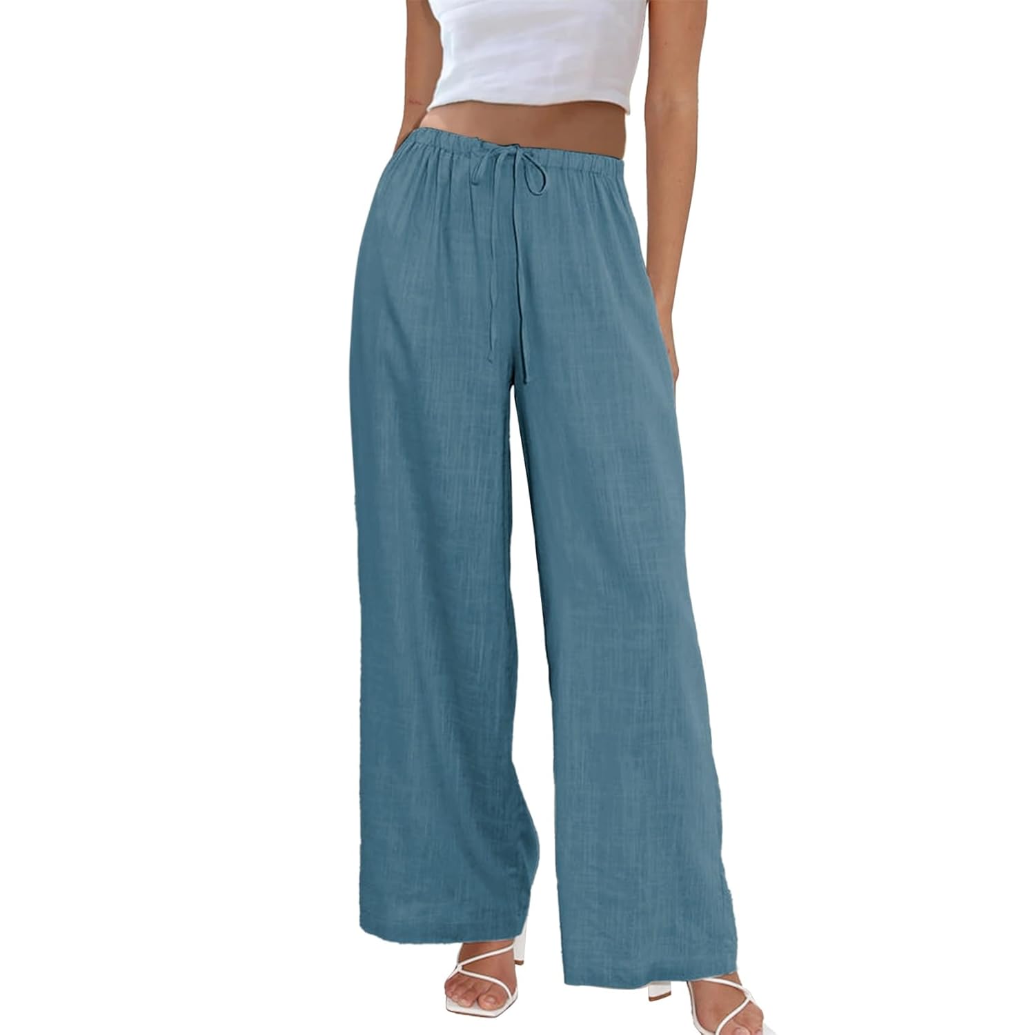 Casual Wide Palazzo Pants With Drawstring For Women
