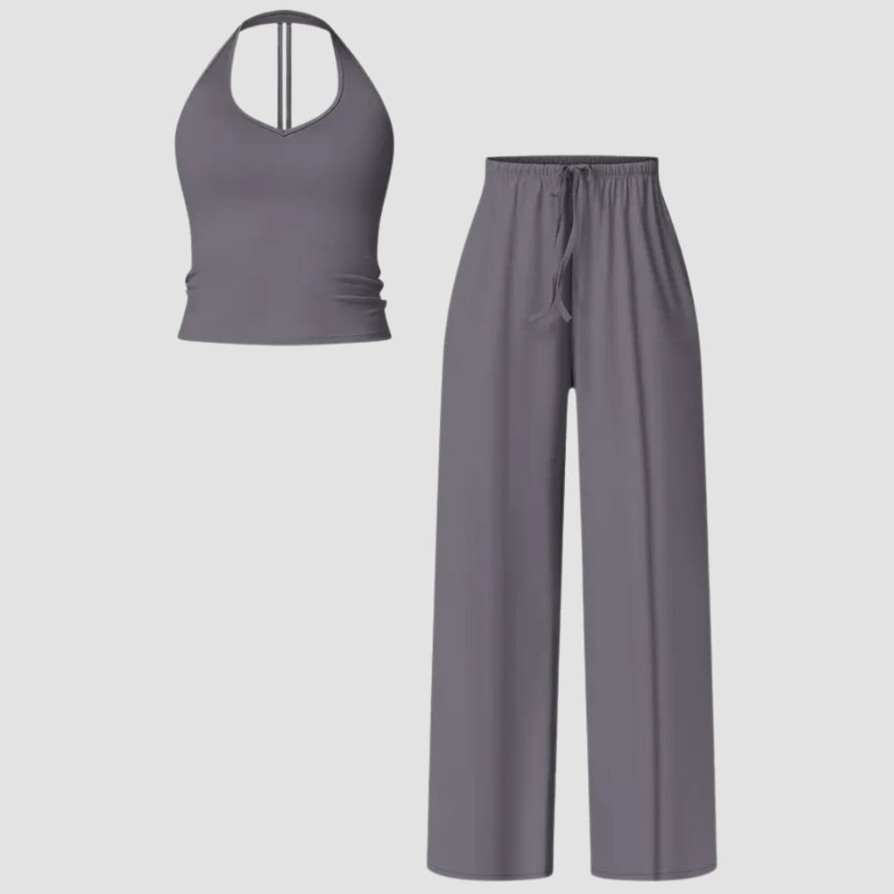 Womens Quick Dry Tank High Waisted Bell Bottom Set