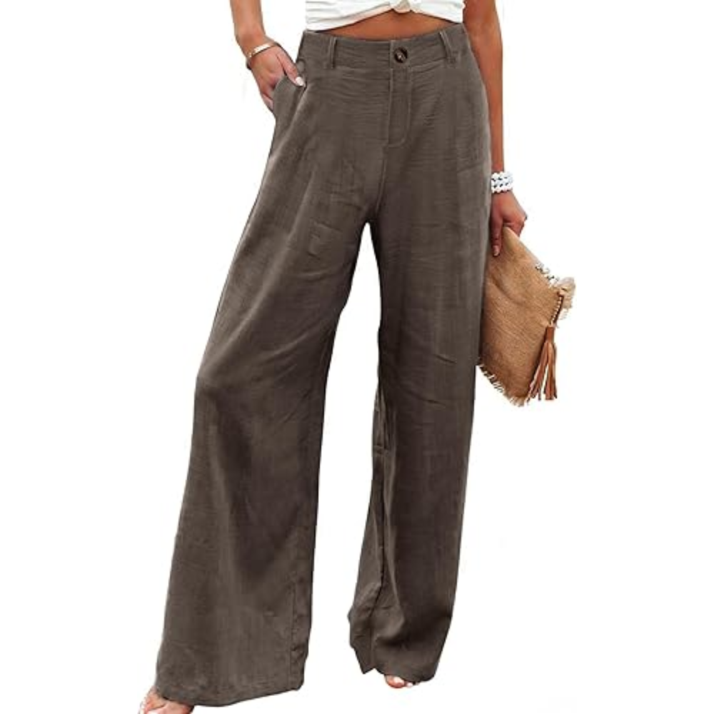 Wide Vertical Casual Textile Pants For Women