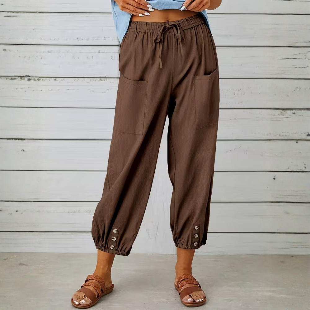 Casual Loose Drawstring Capri Pants For Women