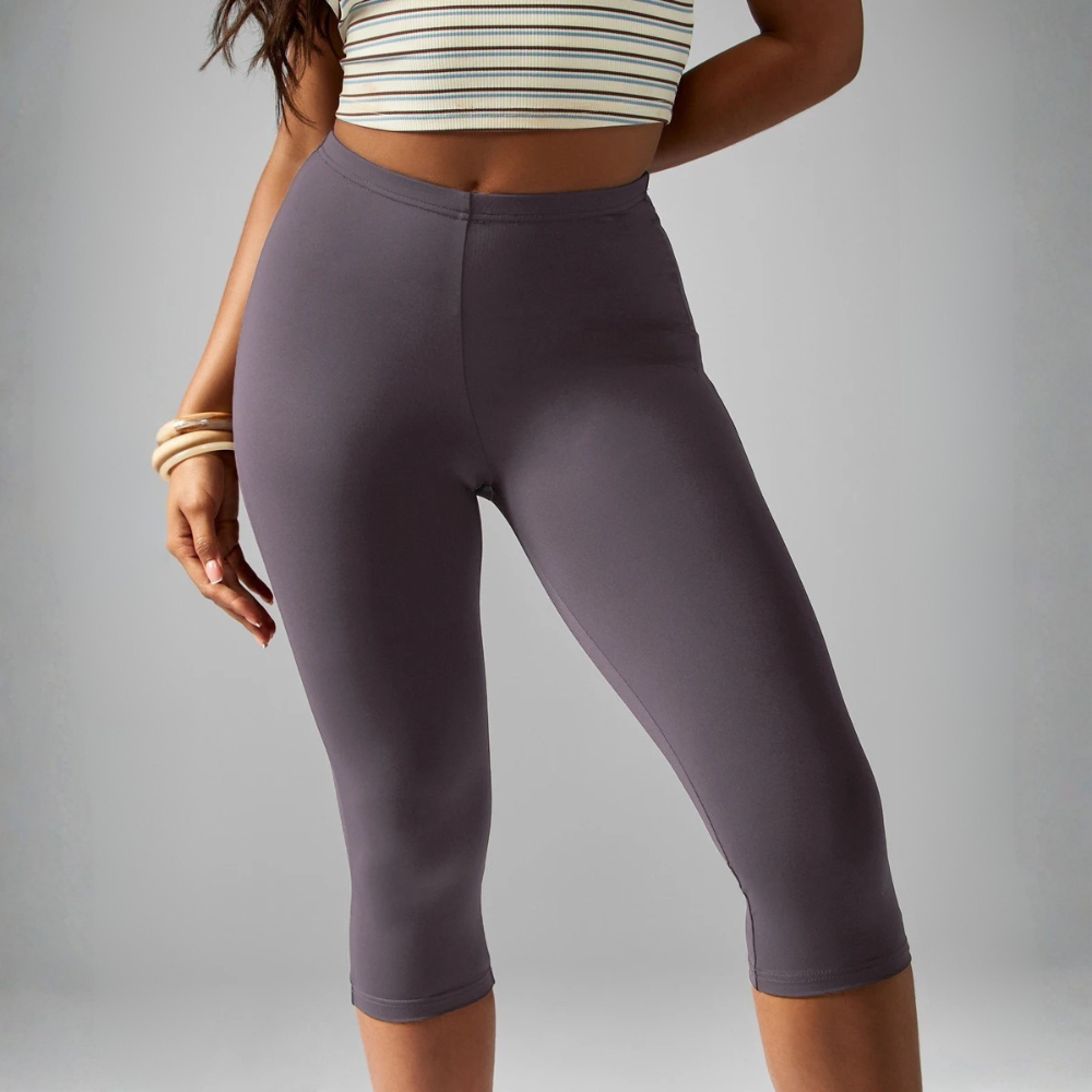 High Rise Compression Capri Workout Leggings For Women