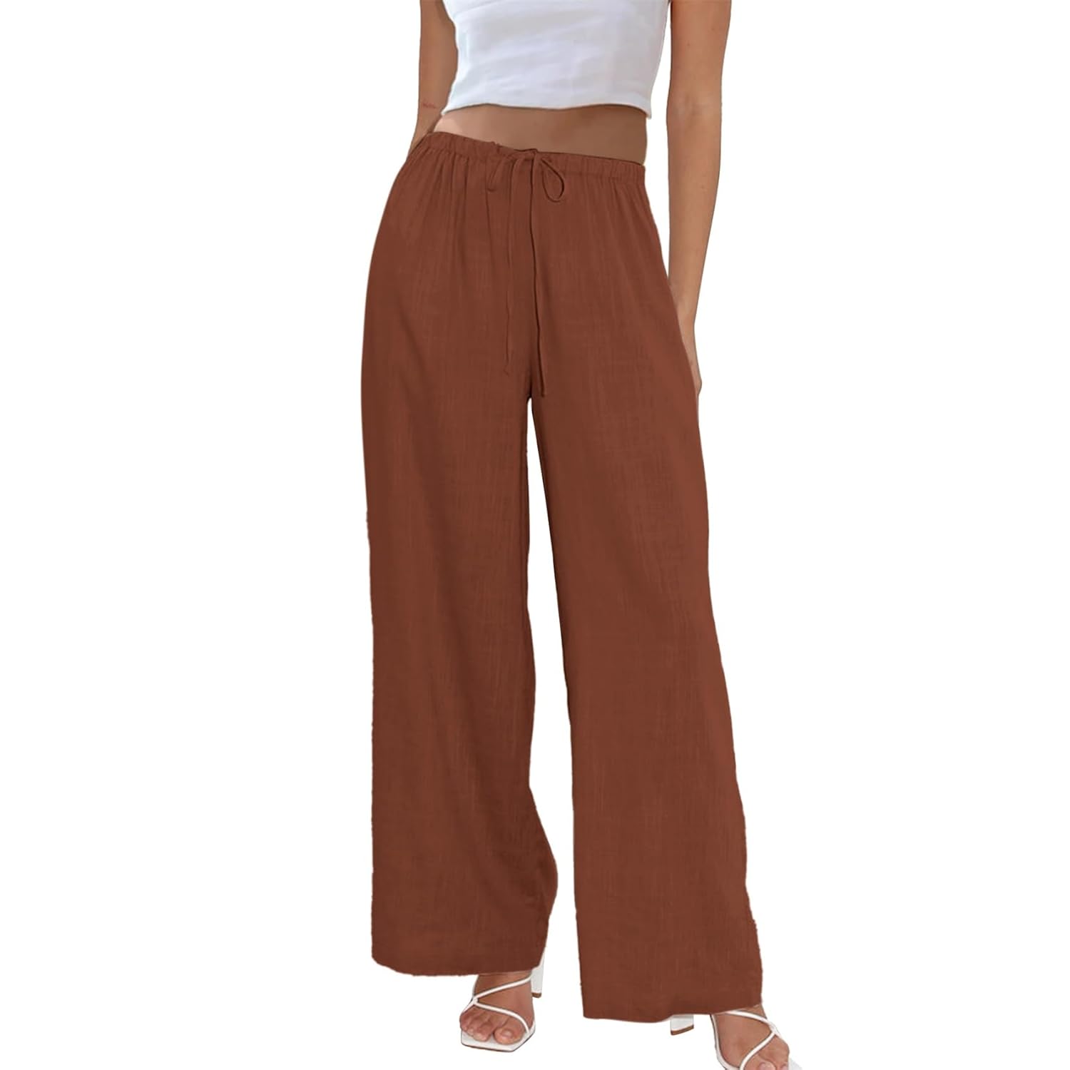 Casual Wide Palazzo Pants With Drawstring For Women