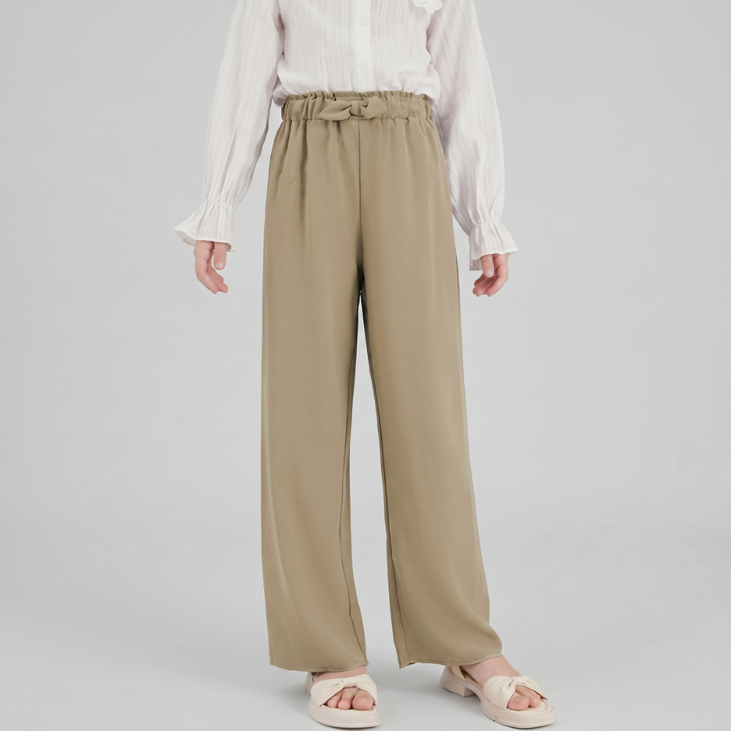 Spring And Summer Wear Loose Wide Palazzo Pants With Bow Accent For Girls