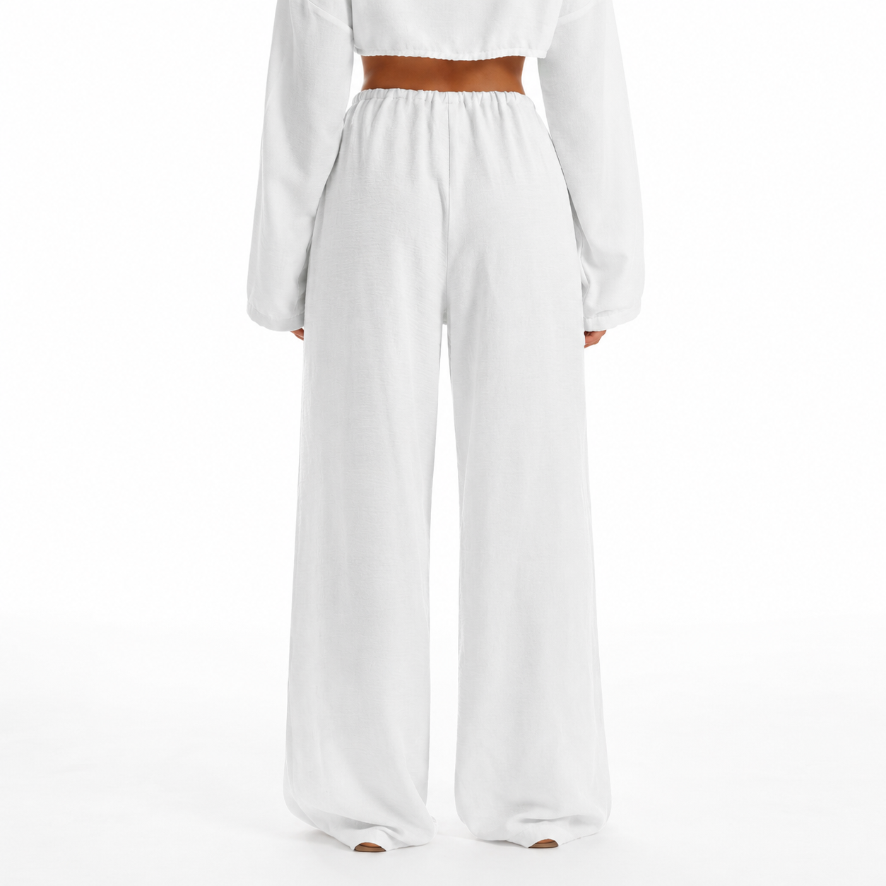 Tie Front Linen Feel Vacation Beach Trousers For Women