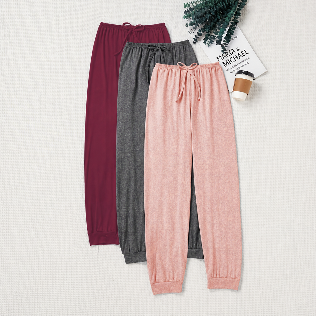 3 Pieces Casual Drawstring Pants For Women