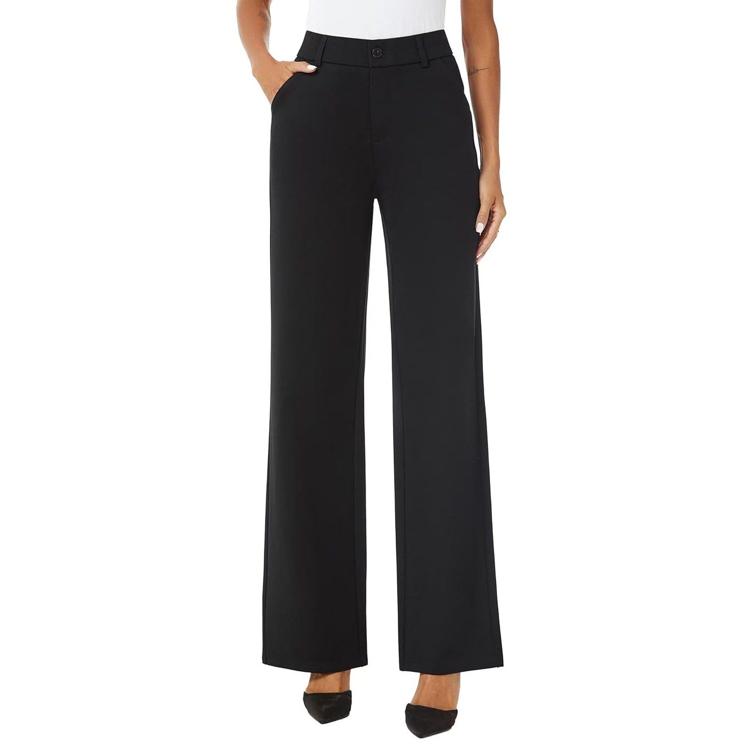 Casual Straight High Trousers With Pockets For Women